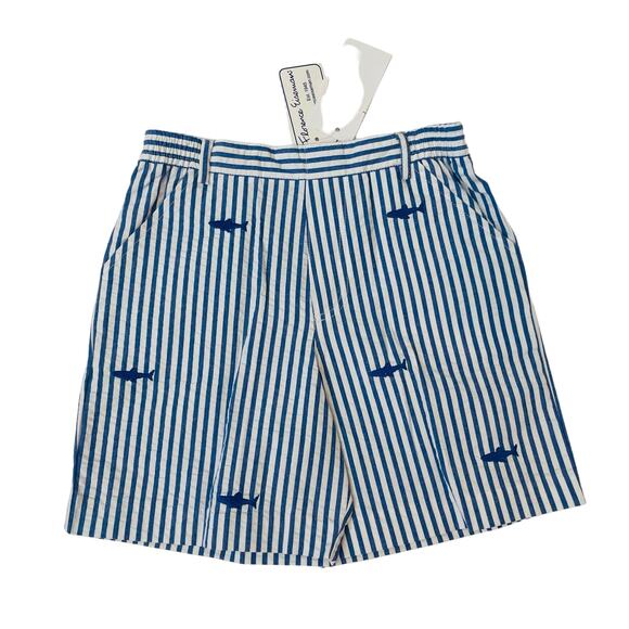 NWT Florence Eiseman Size 5 Seersucker Short With Embroidered Shark - Picture 1 of 5